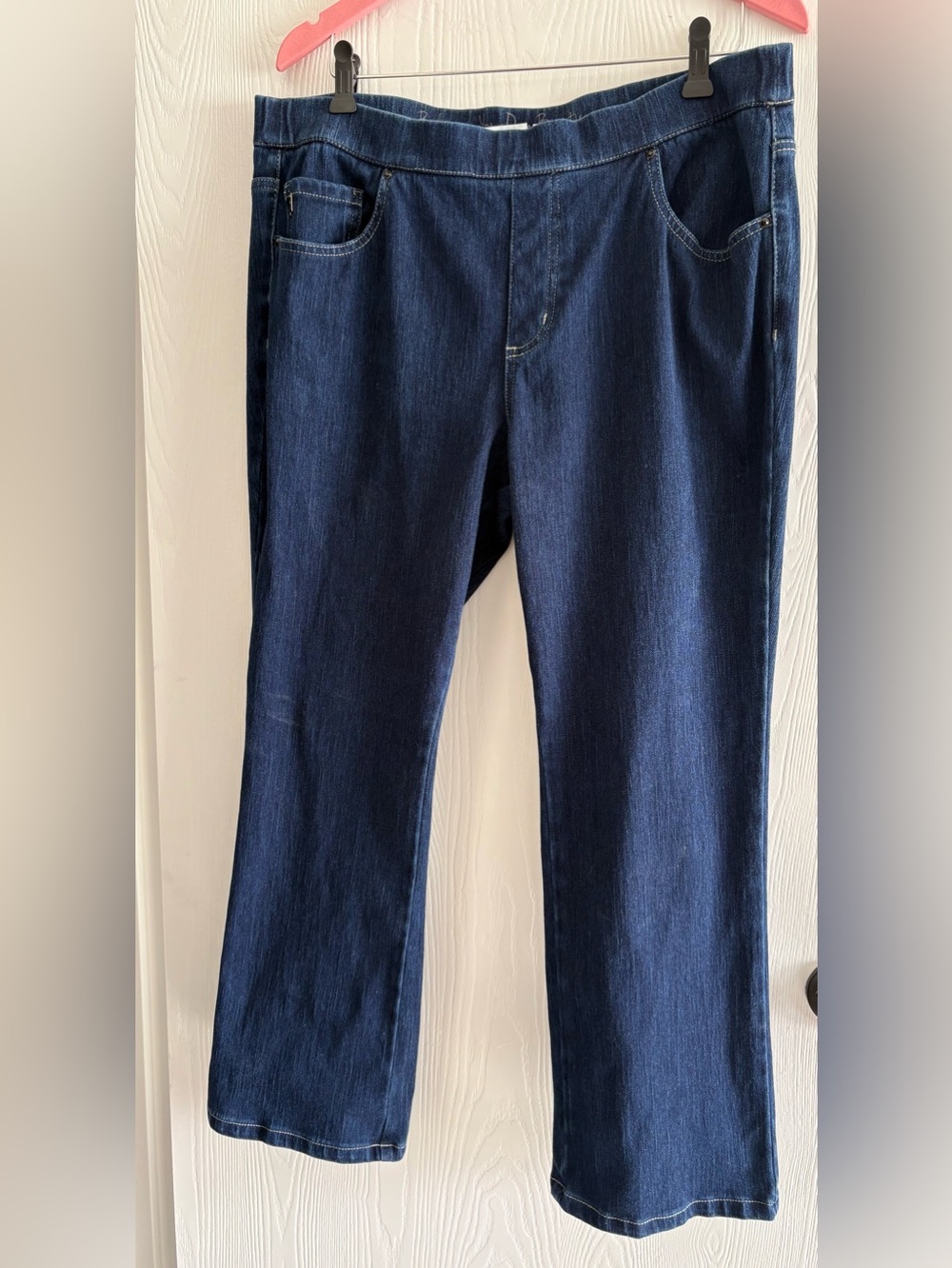 Belle by Kim Gravel new dark wash stretch jeans with embellished pockets 16P